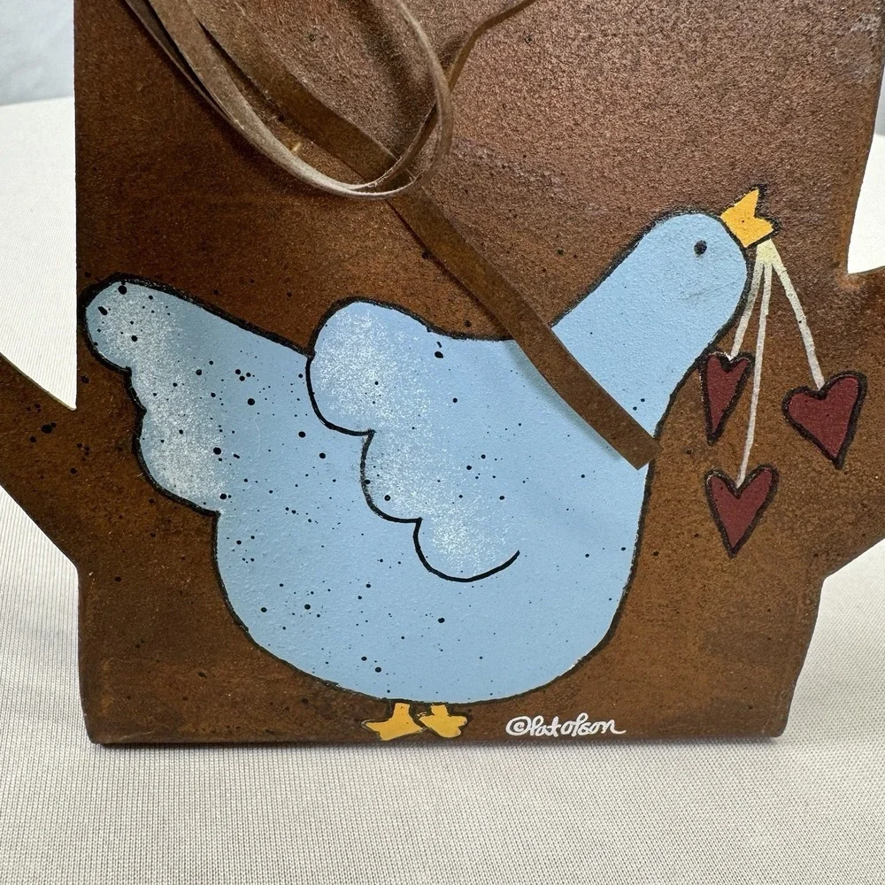 DCC Blue Birds Signed By Pat Olson Rusty Watering Can Plaque Original Tags‎ EUC